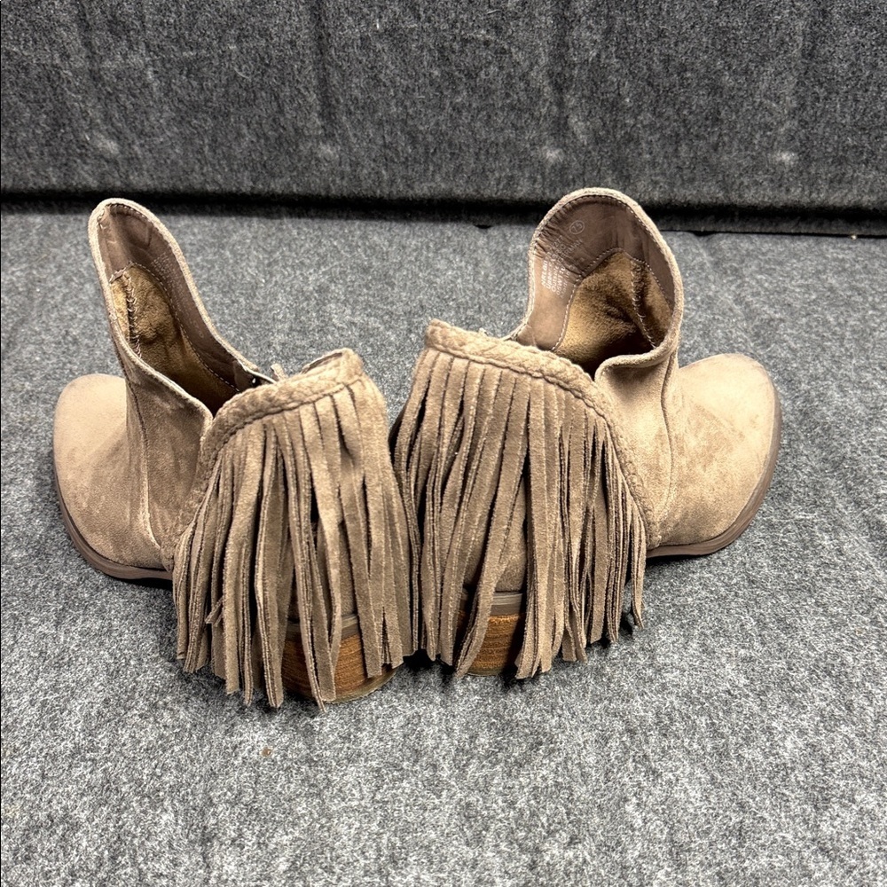 Not Rated Tan Fringe Ankle Booties - Picture 8 of 9